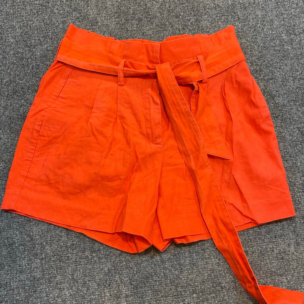 Boden Womens 4 Orange Shorts High Rise Paperbag Waist Belted Summer Pleated - Picture 1 of 7